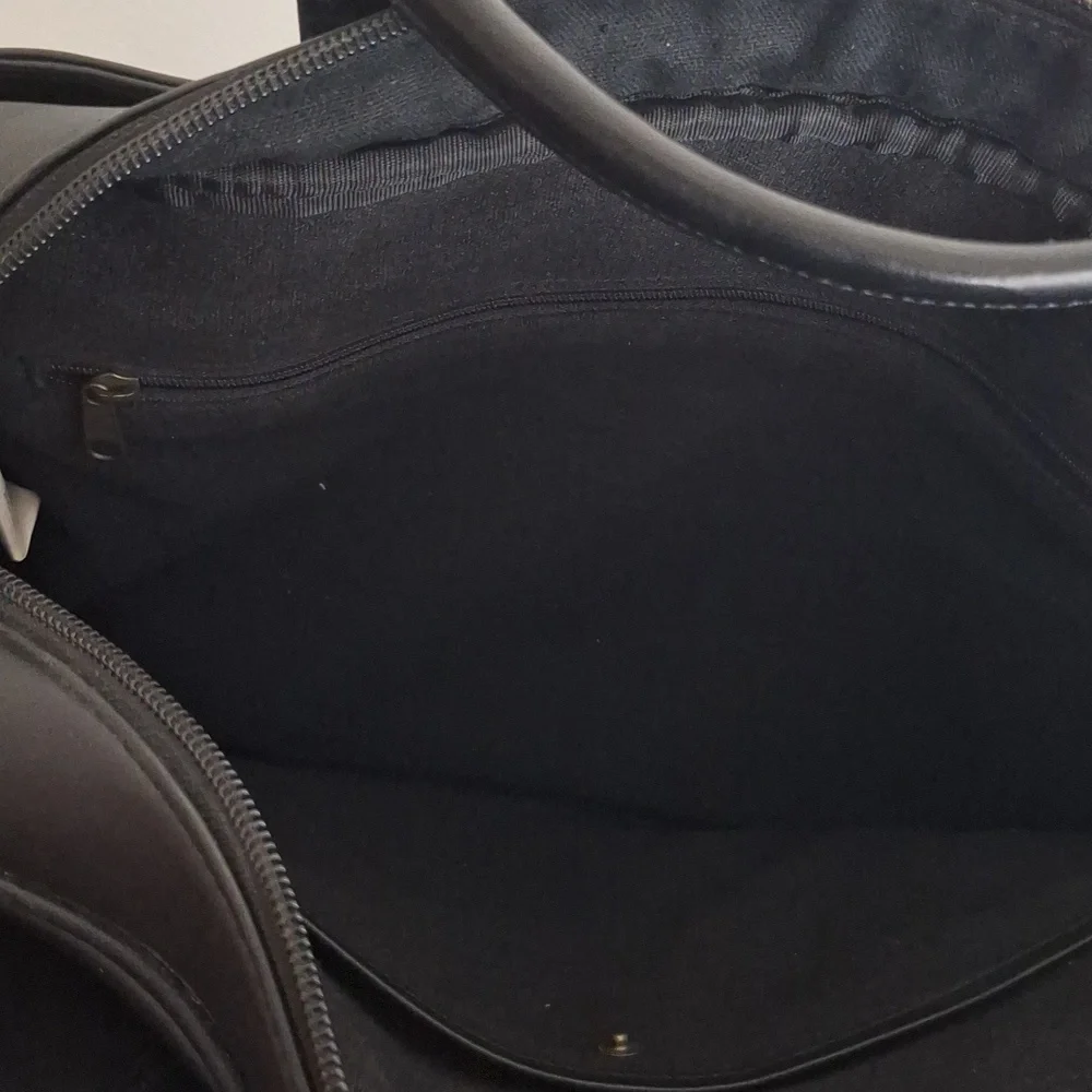 Eddie Bauer VTG Leather School Messenger Utility Briefcase Black Shoulder Bag